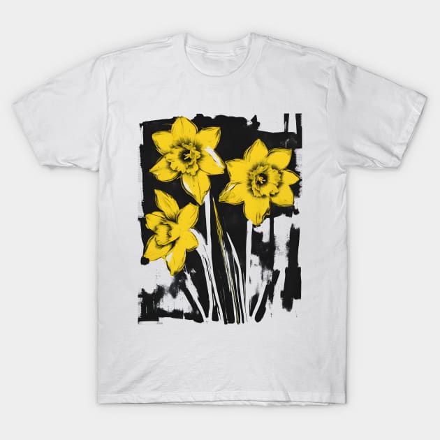 Daffodils Abstract Flowers T-Shirt by Ravenglow